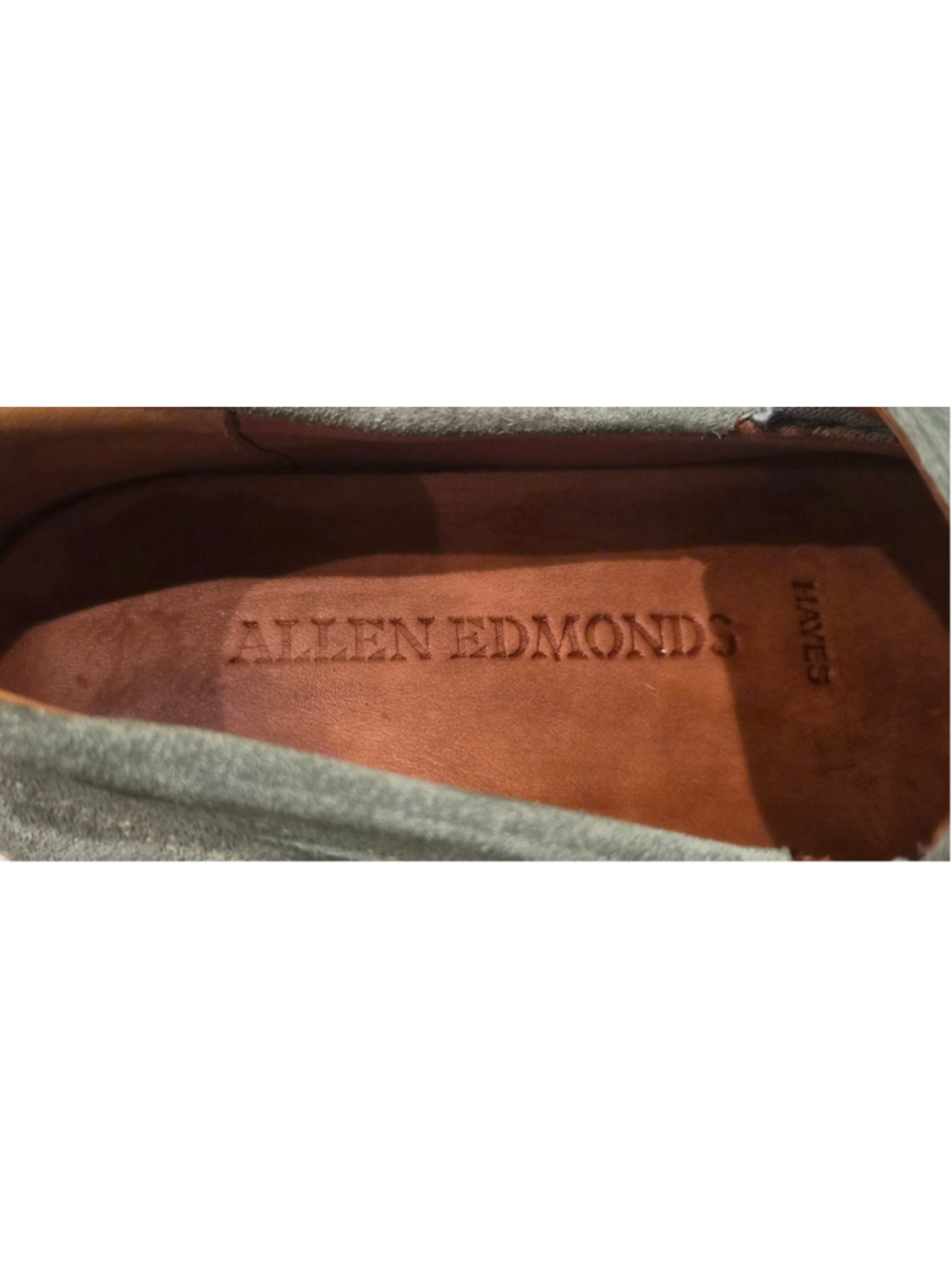 Men's Allen Edmonds Hayes Suede Slip-On Loafers Size 9.5 Sage Green - Picture 4 of 11